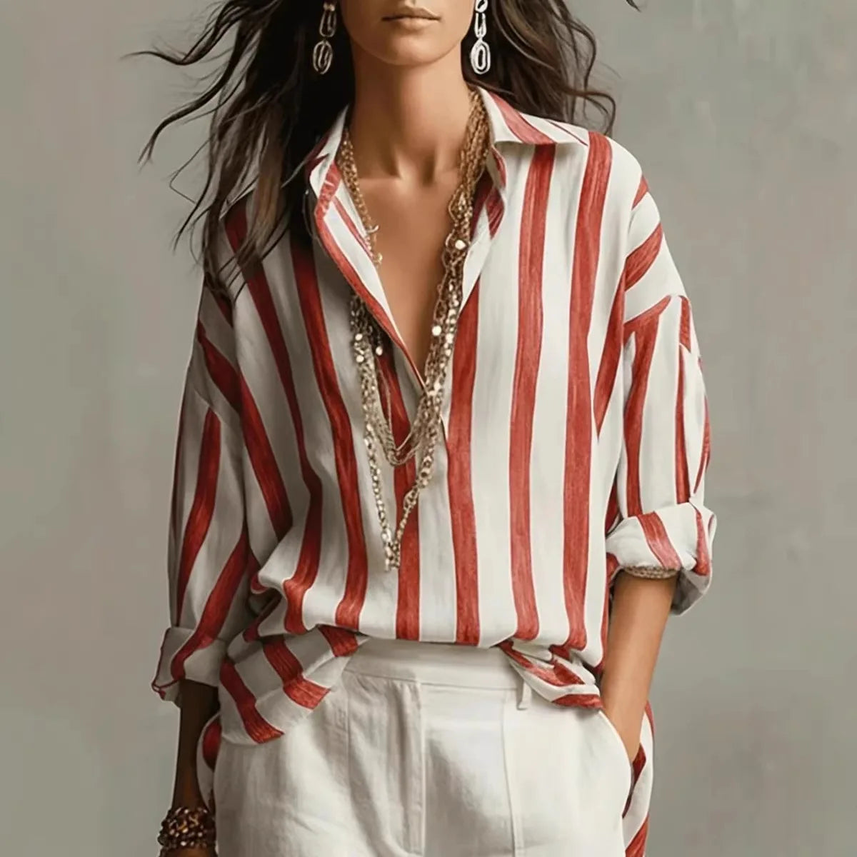 Women's Button Down Striped Shirt | Long Sleeves