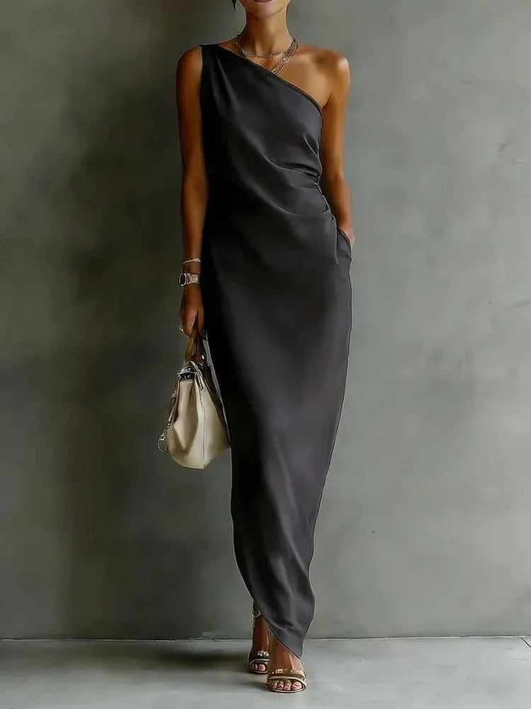 Women's One Shoulder Elegant Dress | Maxi