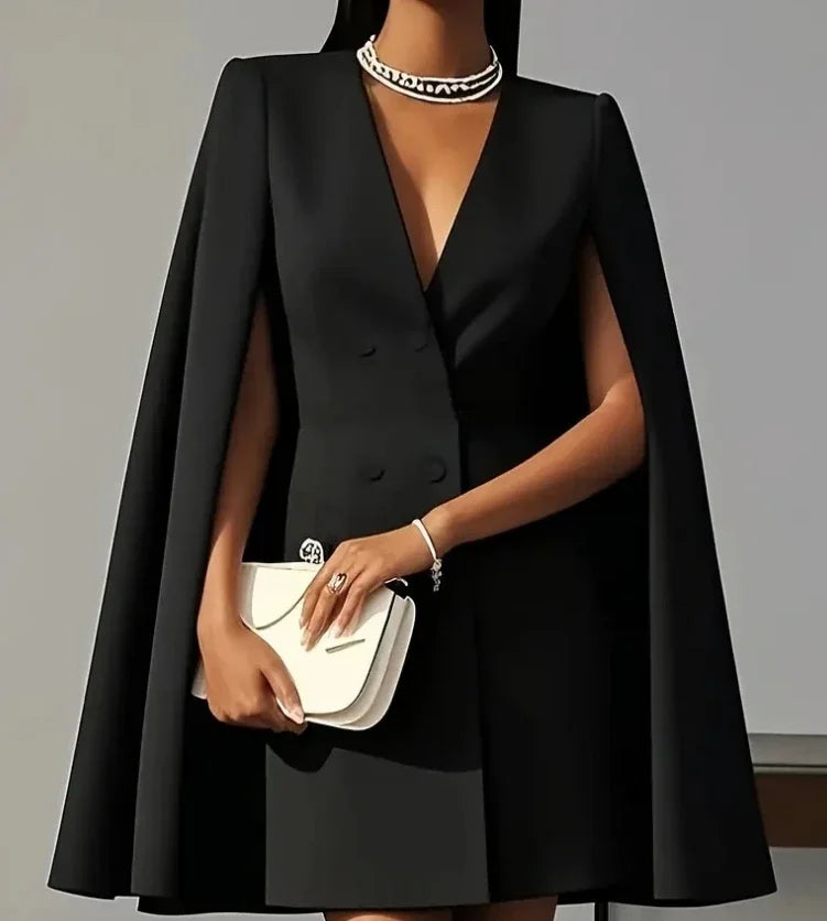 Women's Double Breasted Cape Sleeves Blazer Dress | Mini