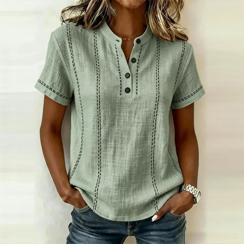 Women's Textured Button Blouse | Short Sleeves
