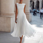 Women's Flowy Pleated Formal Dress | Midi