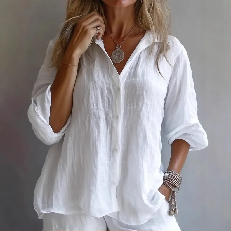 Women's Summer Button Front Shirt | Long Sleeves