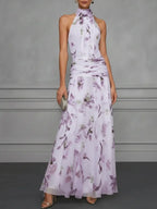 Women's Halter Neck Wedding Guest Dress | Maxi