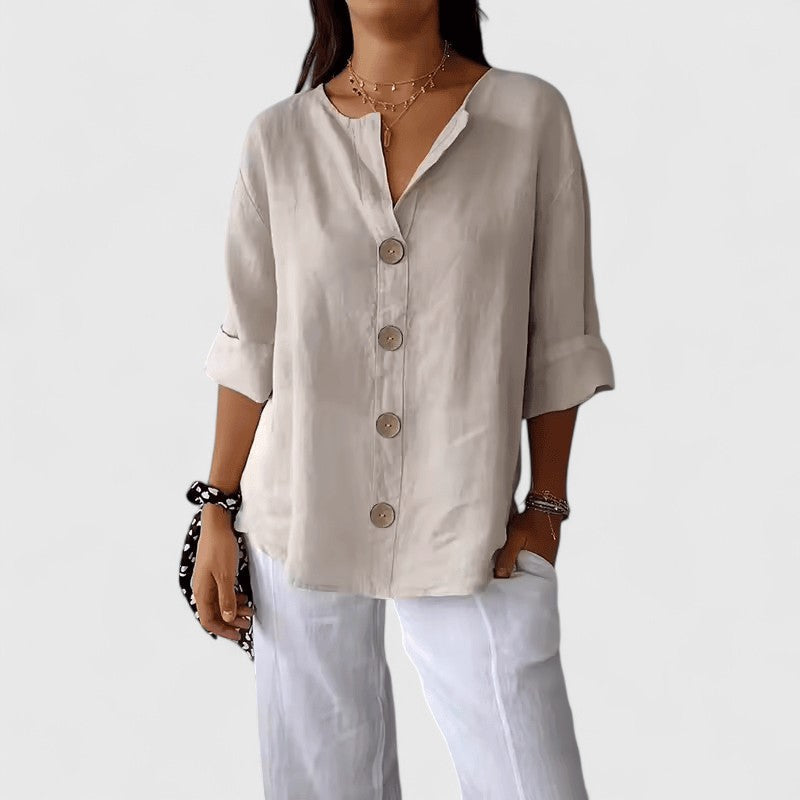 Women's Elegant Button Up Short Sleeves Blouse | Summer