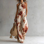 Women's Printed Halter Jumpsuit | Wide Leg