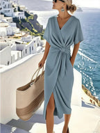 Women's Elegant Wrap Vacation Dress | Midi