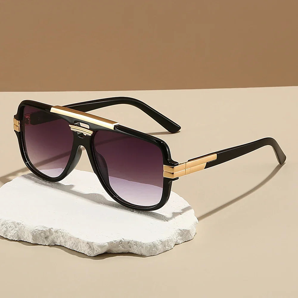 Men's Square Double Bridge Sunglasses | Tinted Lenses