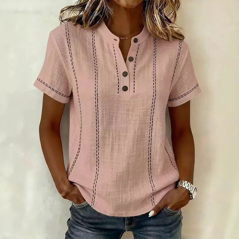 Women's Textured Button Blouse | Short Sleeves