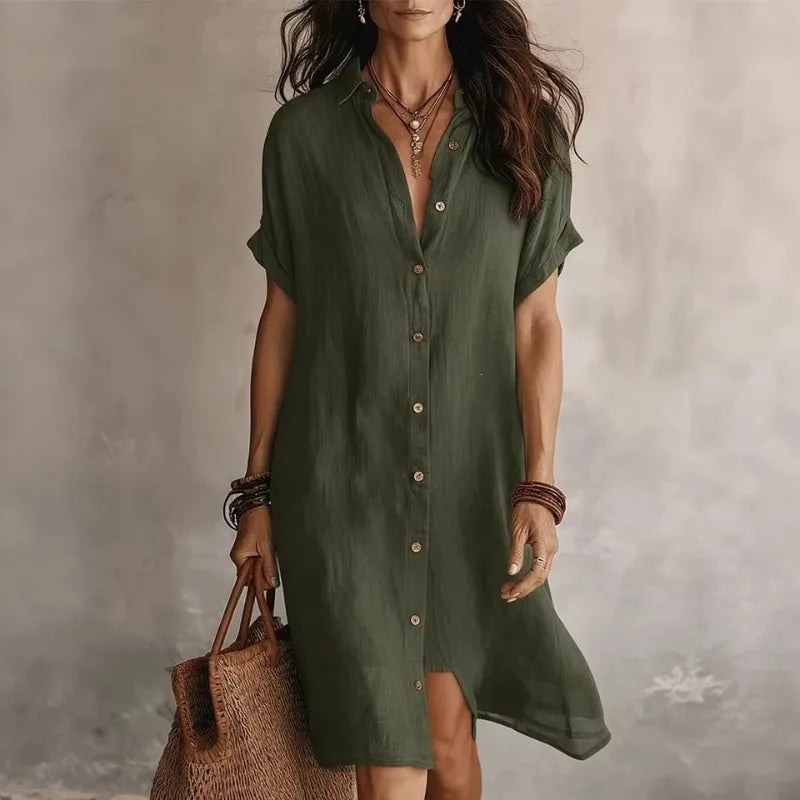 Women's Button Down Shirt Dress | Midi
