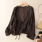Women's Tie-Front Flared Sleeve Blouse | V-Neck
