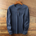 Men's Ribbed Button Up Henley Shirt | Long Sleeve