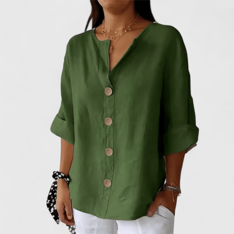 Women's Elegant Button Up Short Sleeves Blouse | Summer