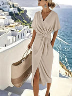 Women's Elegant Wrap Vacation Dress | Midi