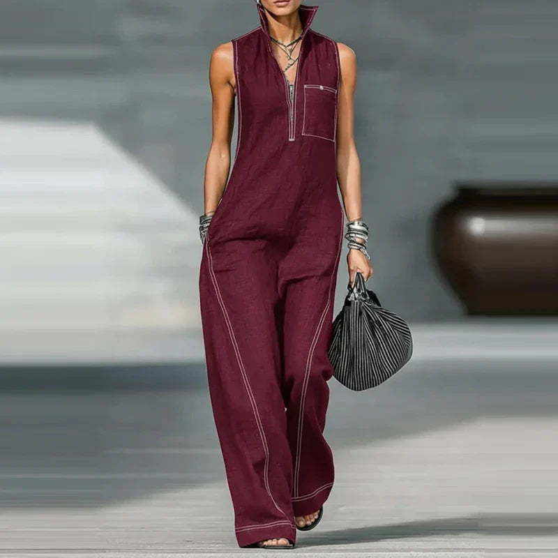 Women's Sleeveless Wide Leg Jumpsuit | Summer