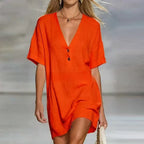Women's V-Neck Shirt Dress | Mini