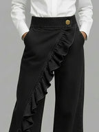 Women's Casual Ruffle Jeans | Wide Leg