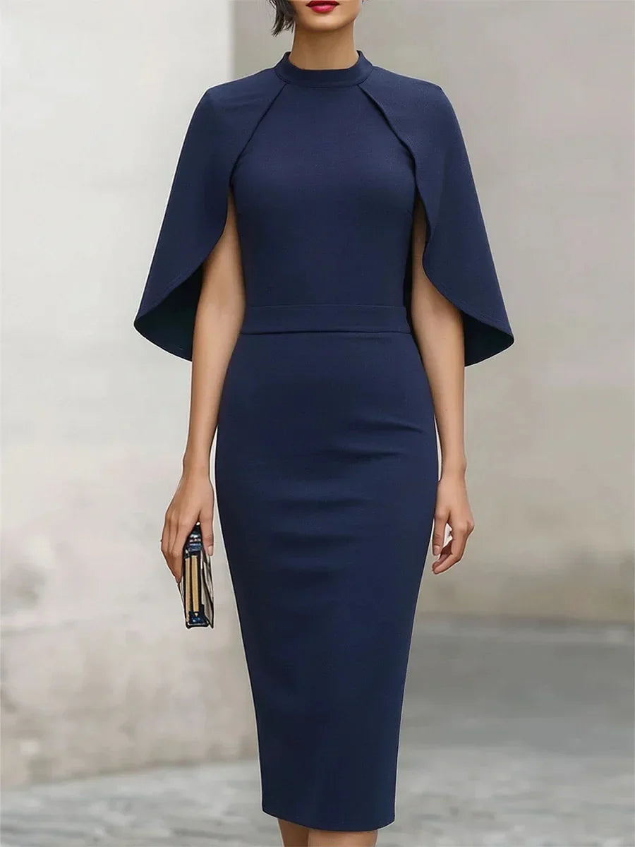 Women's Cape Sleeves Dress | Midi