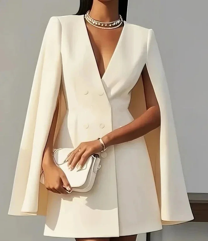 Women's Double Breasted Cape Sleeves Blazer Dress | Mini