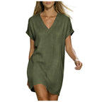 Women's Summer V-Neck Shift Dress | Mini