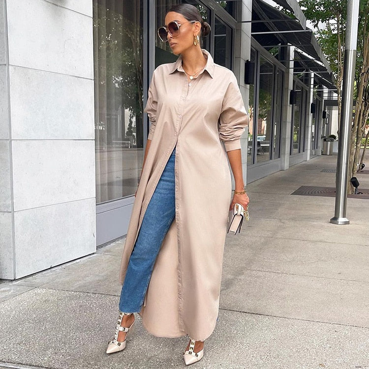 Women’s Button Front Shirt Casual Dress | Maxi