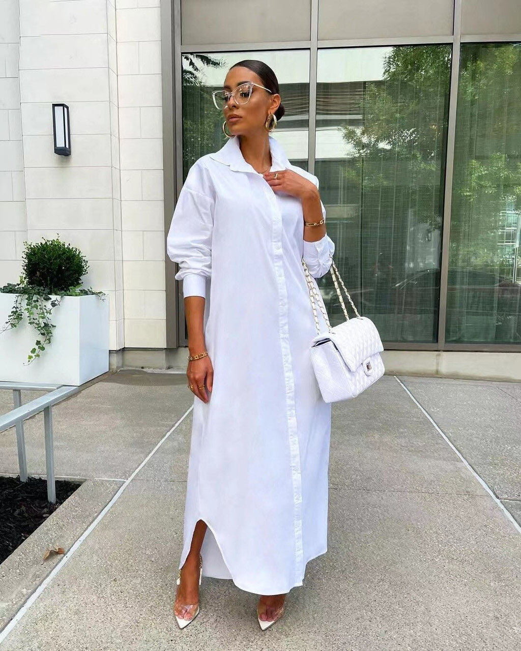 Women’s Button Front Shirt Casual Dress | Maxi