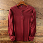 Men's Ribbed Button Up Henley Shirt | Long Sleeve
