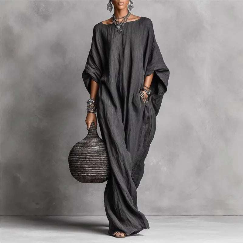 Women's Loose Fit batwing Sleeves Casual Dress | Maxi