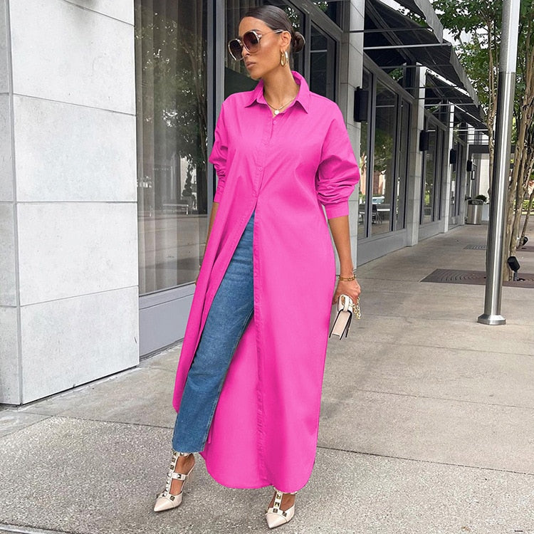 Women’s Button Front Shirt Casual Dress | Maxi