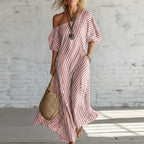 Women's Stripe Puff Sleeve Summer Dress | Maxi