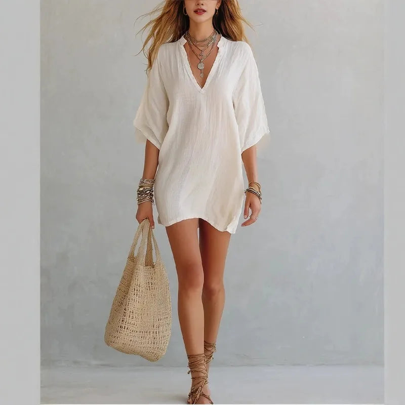 Women's Split Neck Summer Dress | Mini