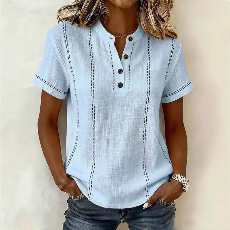 Women's Textured Button Blouse | Short Sleeves
