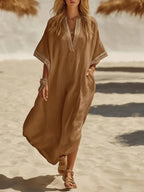 Women Caftan V-Neck Summer Dress | Maxi