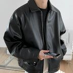 Men's Zip Up Oversized Moto Jacket | Winter