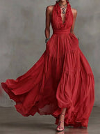 Women's Ruffle Trim Evening Dress | Maxi