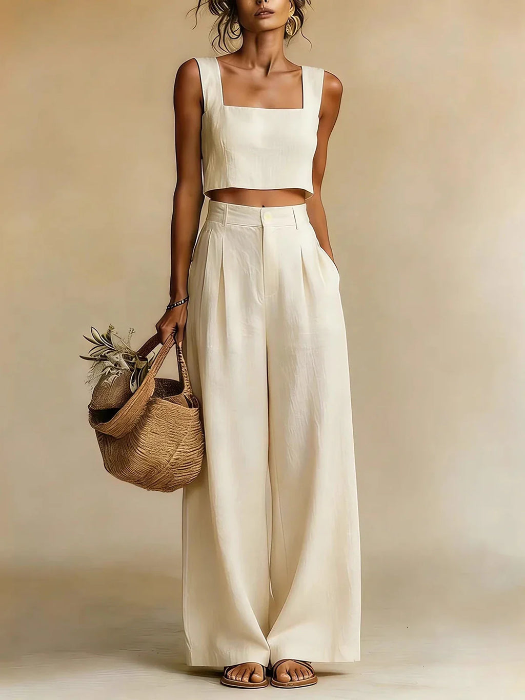 Women's Cropped Summer Set | Wide-Leg