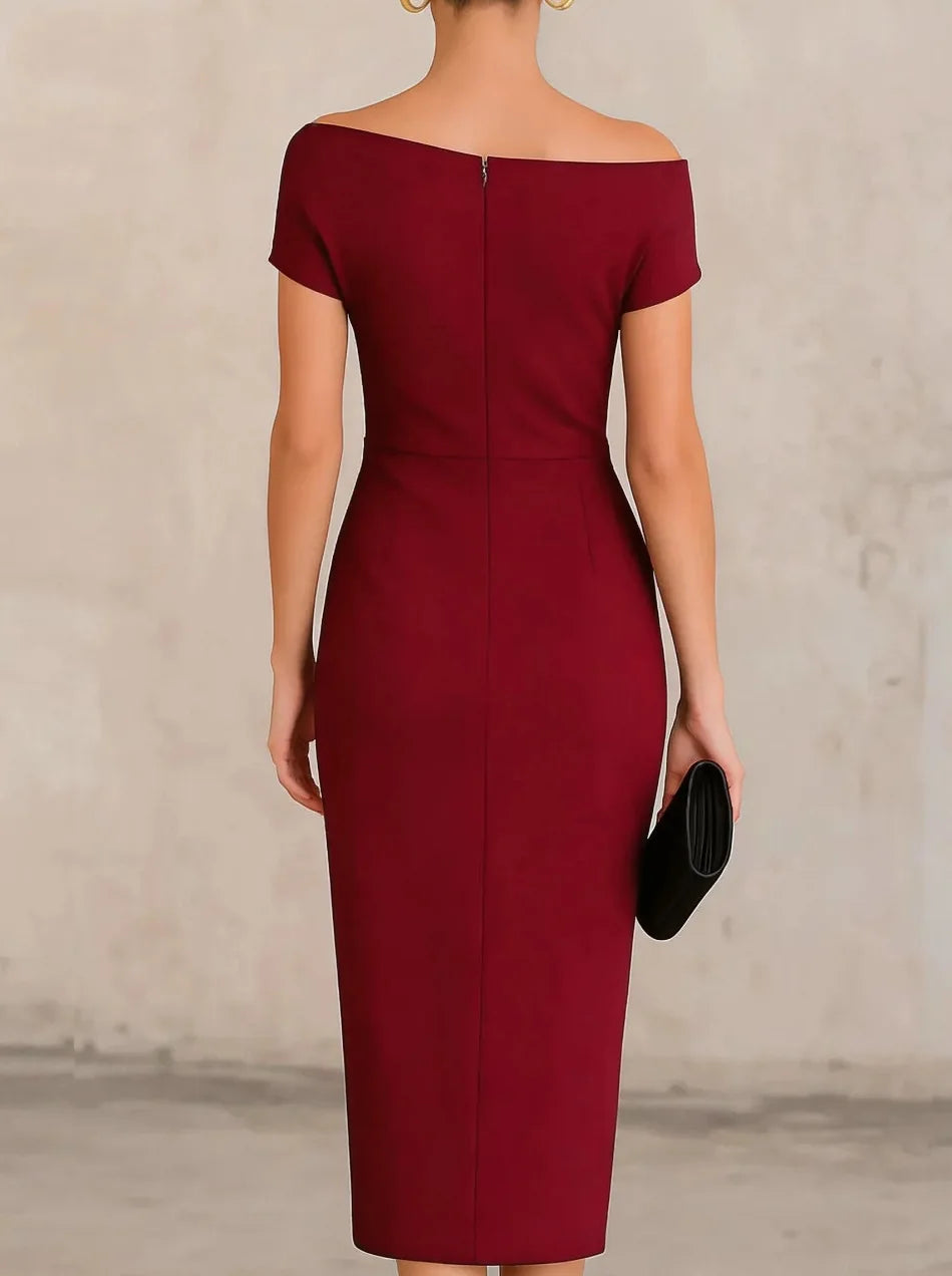Women's Ruched Formal Dress | Midi