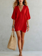 Women's Split Neck Summer Dress | Mini