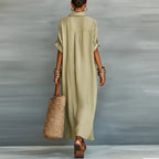 Women's Summer Contrast Shirt Dress | Maxi