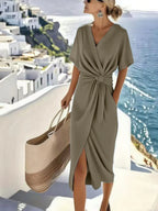 Women's Elegant Wrap Vacation Dress | Midi
