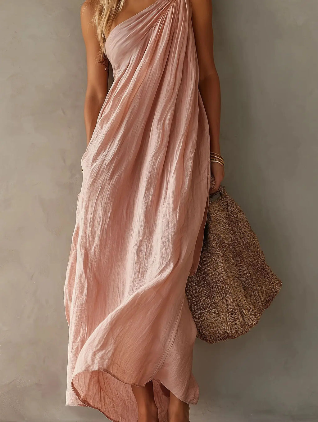 Women's One-Shoulder Draped Dress | Maxi