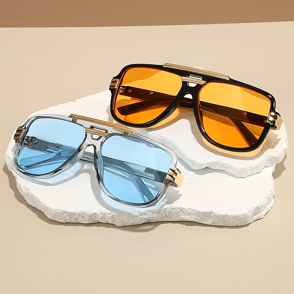 Men's Square Double Bridge Sunglasses | Tinted Lenses