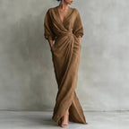 Women's Elegant V-Neck Wrap Dress | Maxi