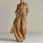 Women's Elegant Wide Leg Jumpsuit | Tie Waist