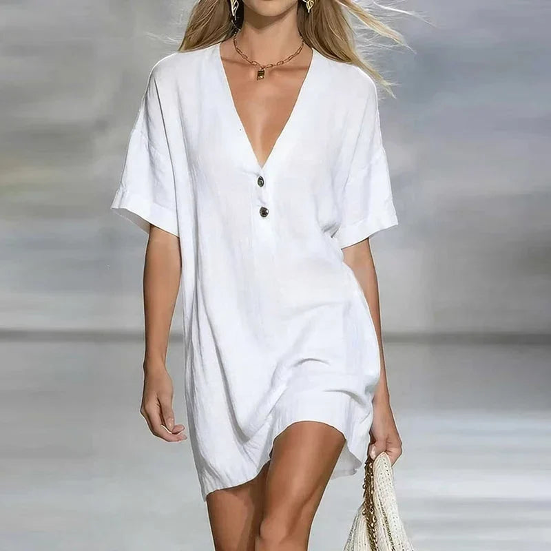 Women's V-Neck Shirt Dress | Mini