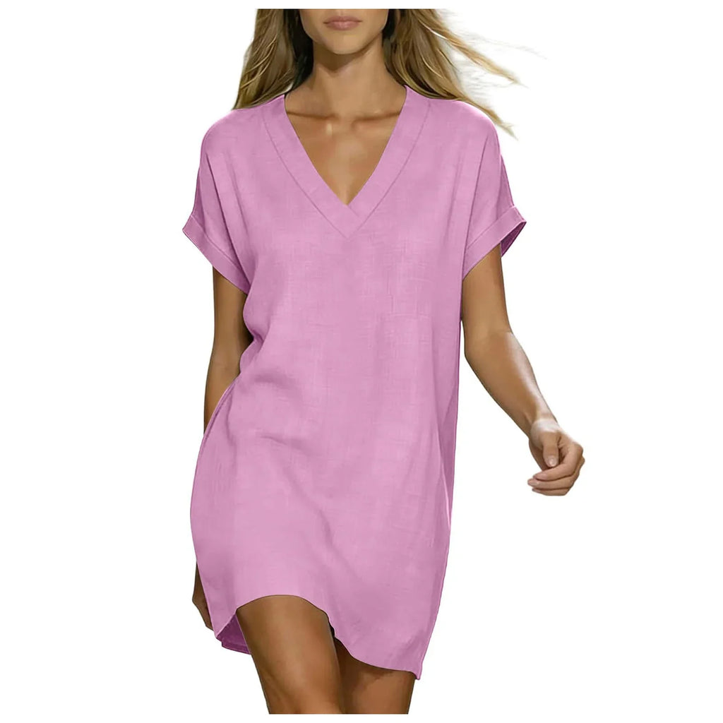 Women's Summer V-Neck Shift Dress | Mini