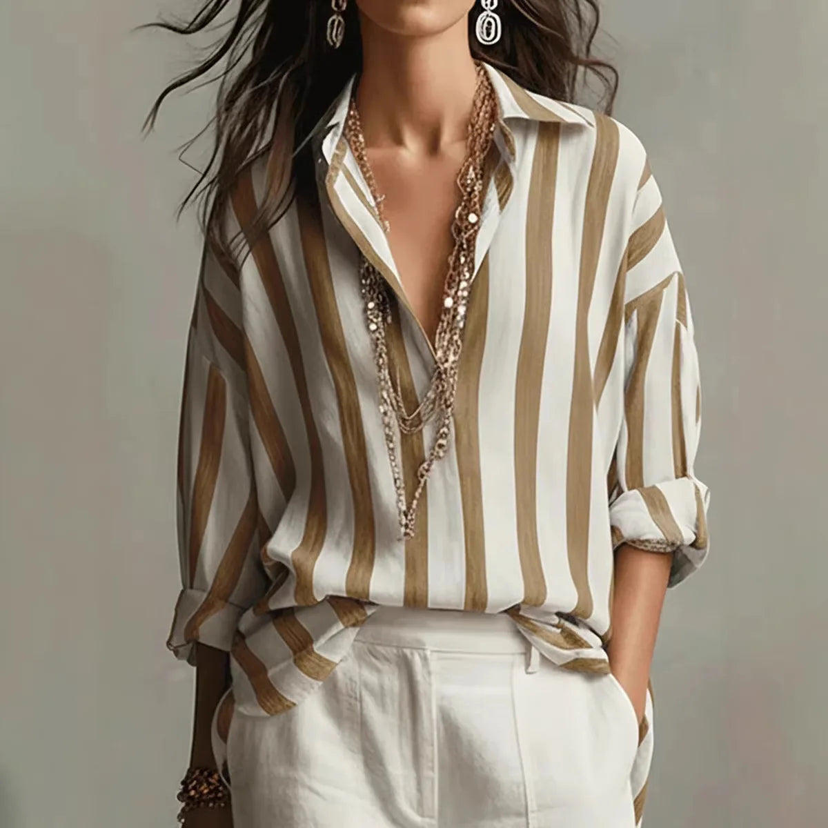 Women's Button Down Striped Shirt | Long Sleeves