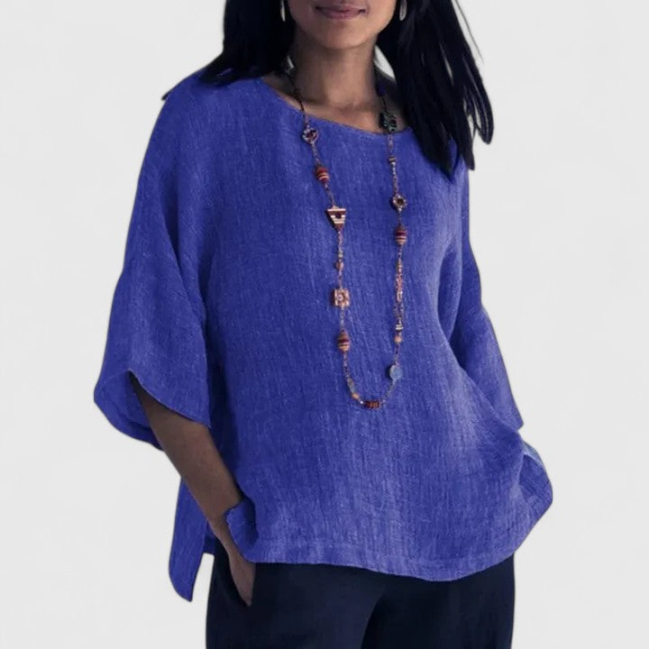 Women's Elegant Loose Fit Three Quarter Sleeves Blouse | Summer