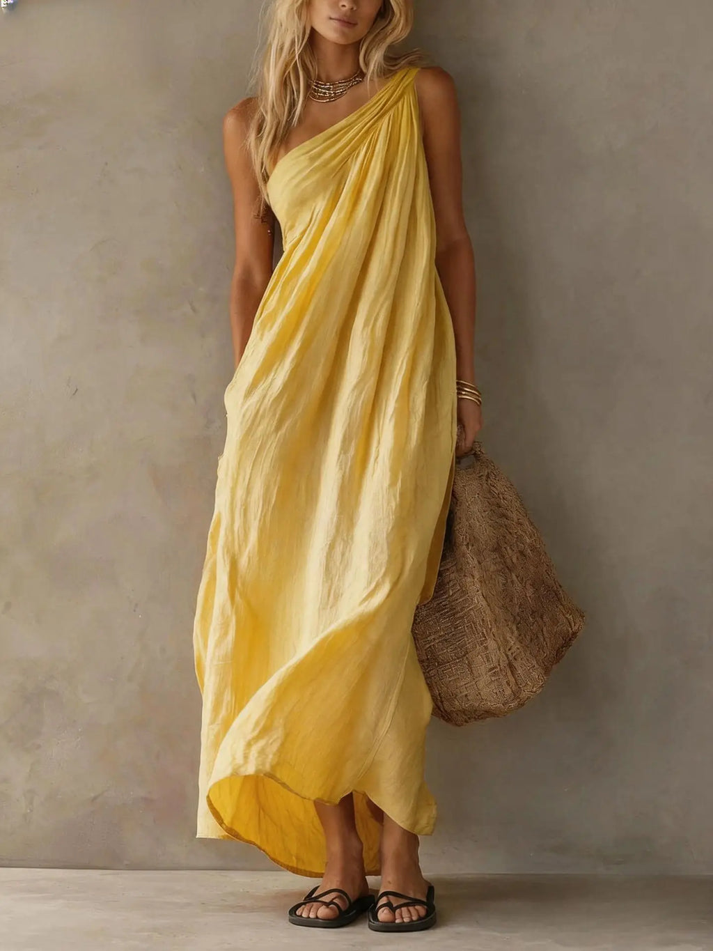Women's One-Shoulder Draped Dress | Maxi