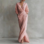 Women's Elegant V-Neck Wrap Dress | Maxi