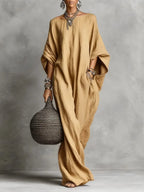 Women's Loose Fit batwing Sleeves Casual Dress | Maxi